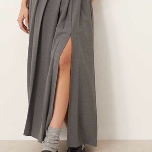 Japanese Sukeban Style Gray school uniform Maxi Skirt w slit